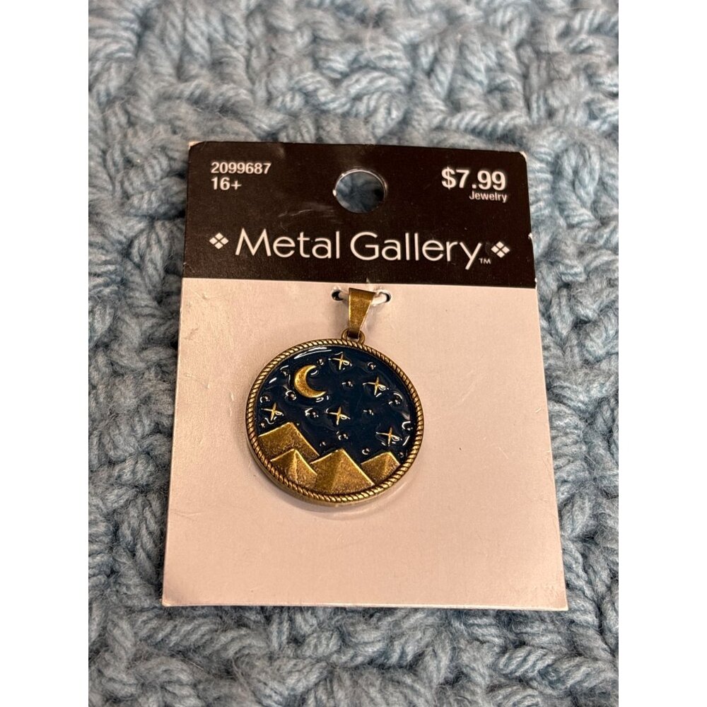 Metal Gallery Charm Pendant Mountains Crescent Moon Stars Enjoy the Journey New